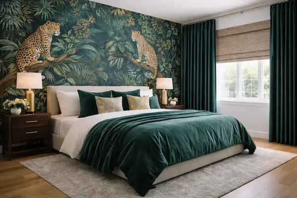 Dormitorio con solución textil a medida para luz y privacidad