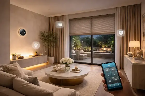 Propuesta de automatización con cortinas, estores y toldos motorizados en salón